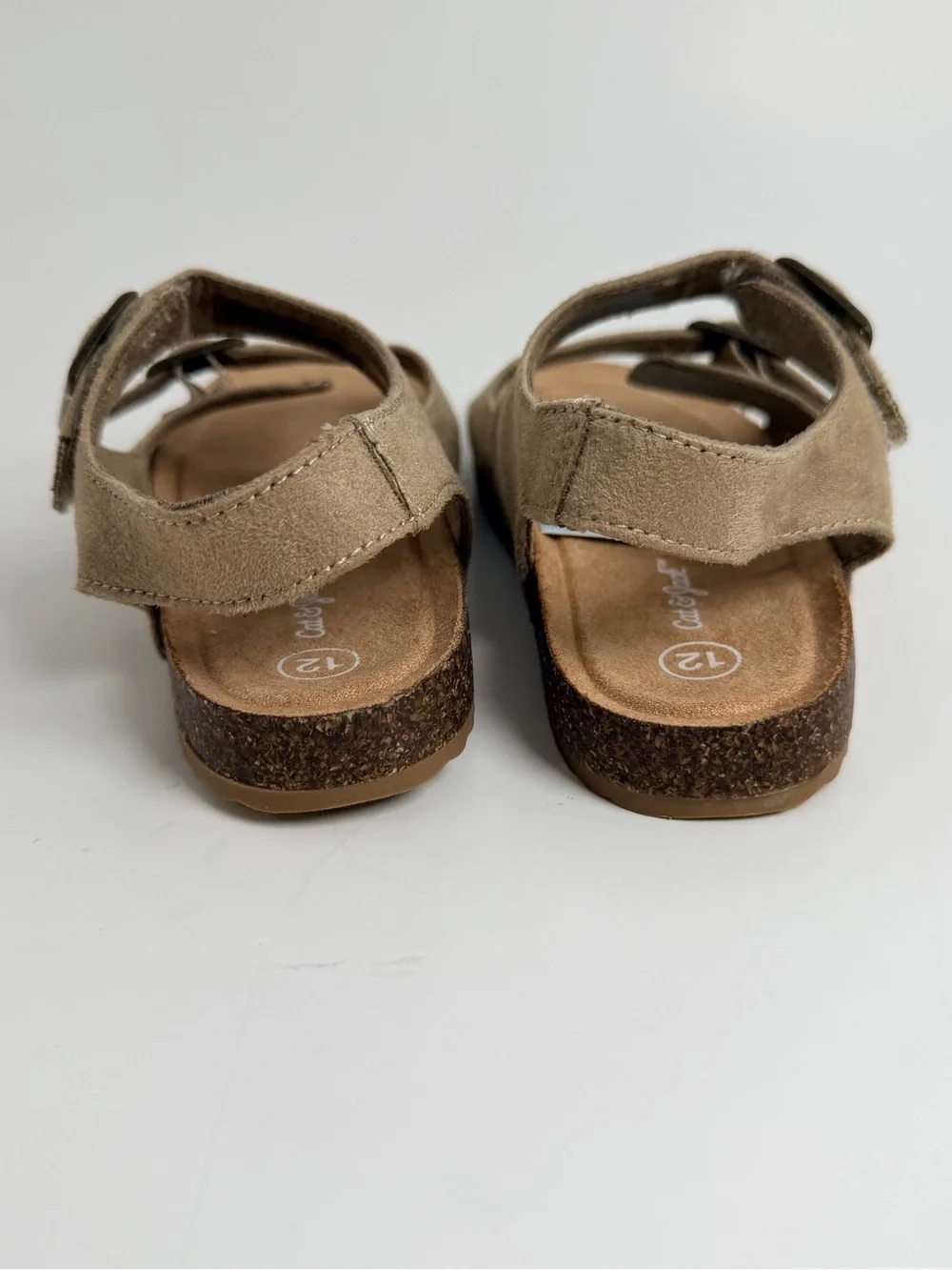 Cat & Jack Beige Suede Double-Buckle Kids Sandals 075